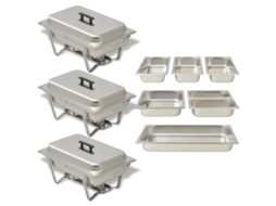 Vidaxl Conjunto De Rechauds 3 Pcs Aço Inoxidável