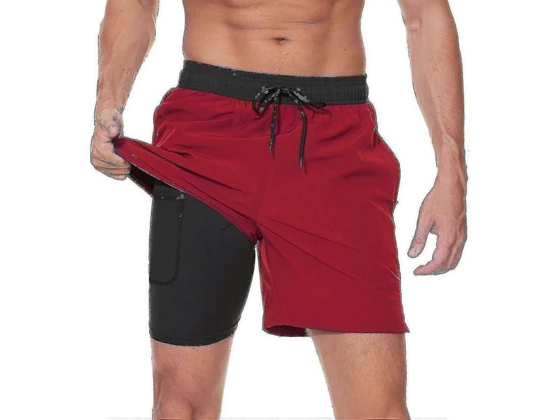 2026 pantalones Cortos de Baño para Hombre Con Liner de Compresión 2 En 1 Secado Rápido Con Bolsillos Con Cremallera para Surf Y Playa
