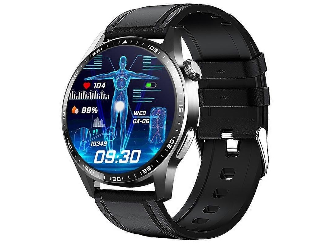 Smartwatch F400 com tela de 1,55 polegadas em couro preto Ly Ebike