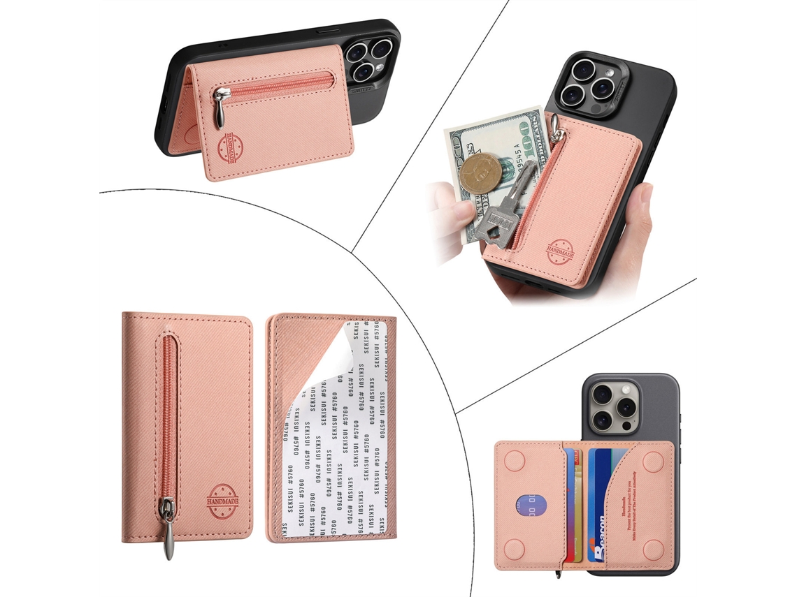 Porta-cartões Magnético Em Couro Para Iphones/samsung Com Função De Carregamento Magnético.