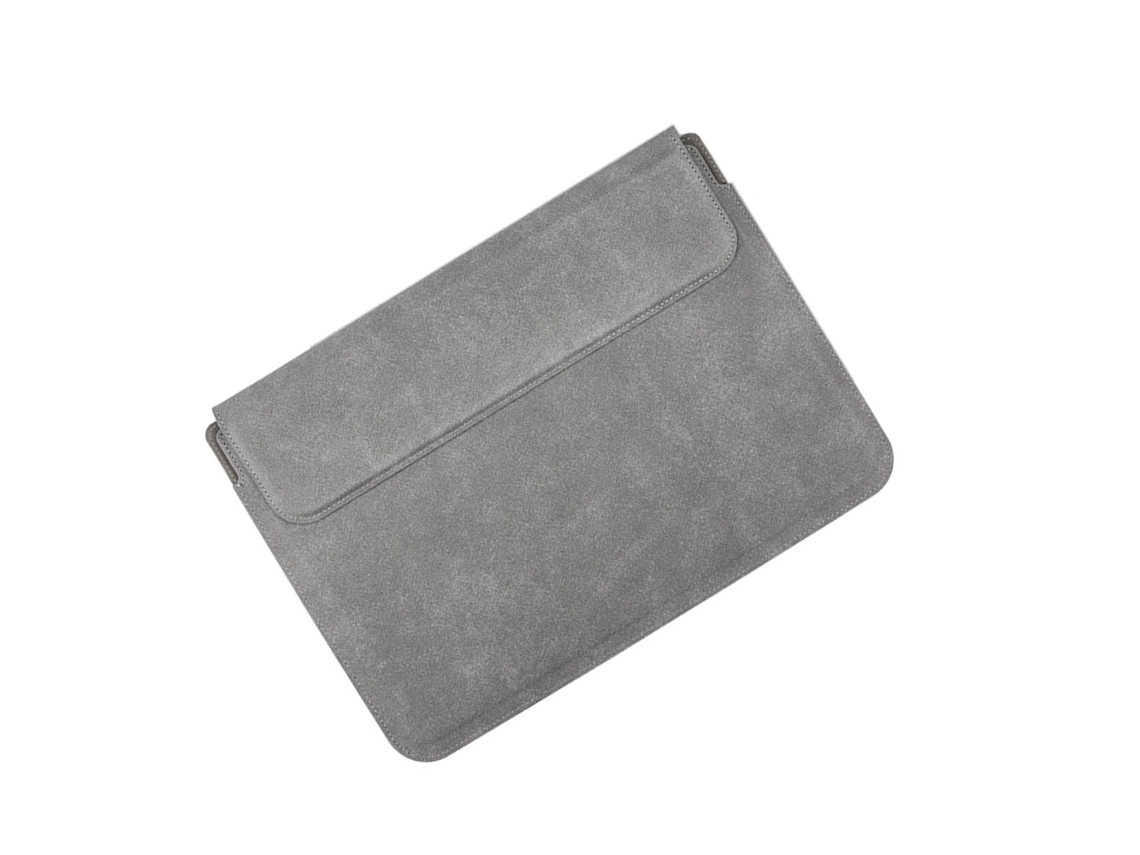 Capa de couro cinza para laptop de 13 polegadas com suporte de resfriamento