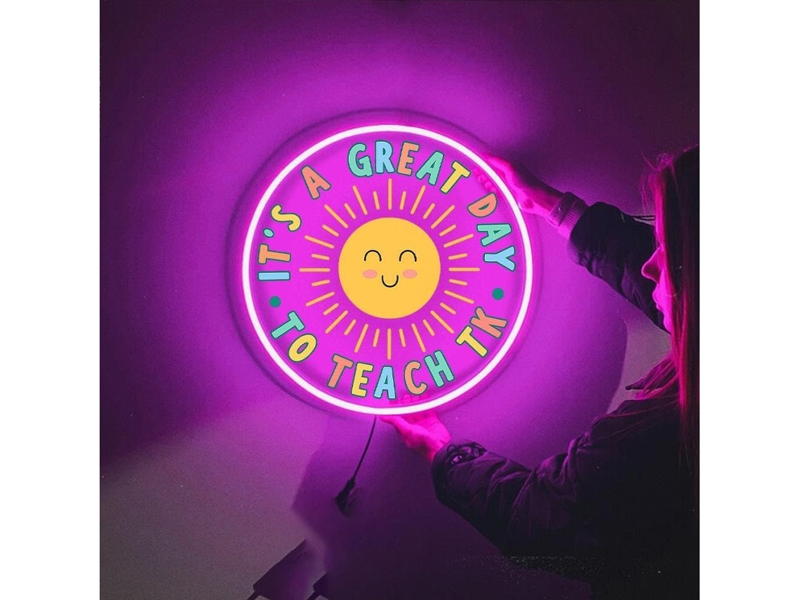 Letreiro De Néon Personalizável Para Professores – Luminária Noturna Led Em Acrílico, Decoração De Parede Com 7 Cores