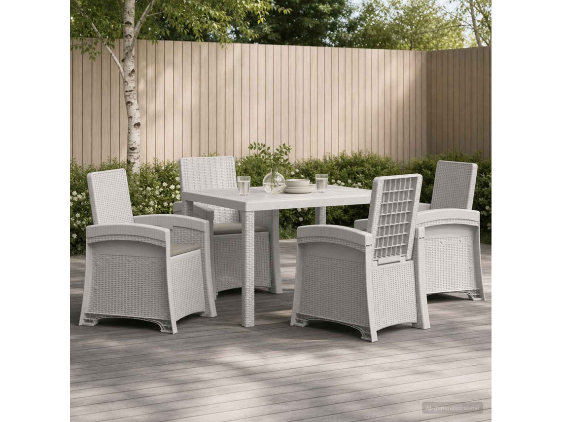 Vidaxl Conjunto De Jantar Para Jardim 5 Unid. Branco E Cinzento-claro