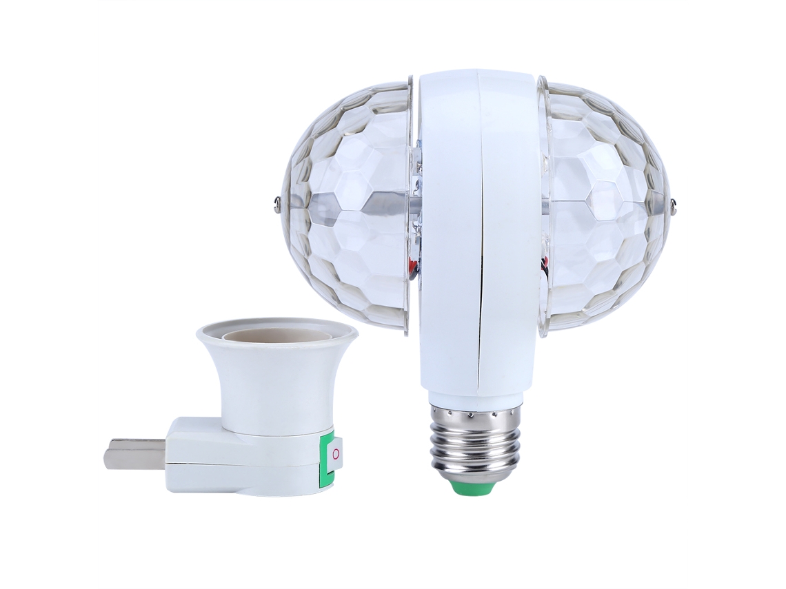 Luz de palco LED RGB giratória de 2 cabeças E27, bola disco para festas e eventos S/MARCA
