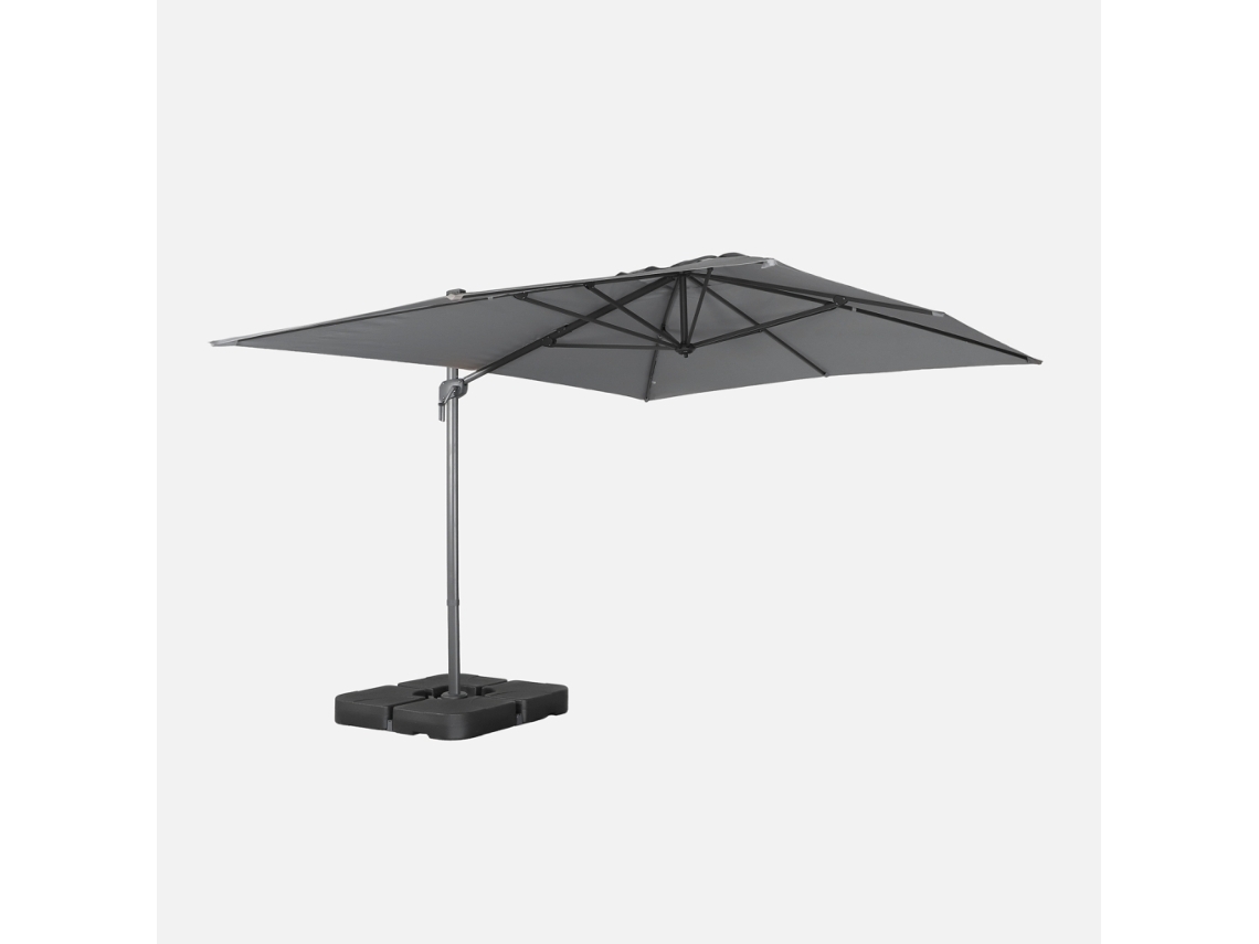 Guarda Sol SWEEEK Deslocado Retangular 3x4m com Placas de Lastro 50x50cm, Cinza