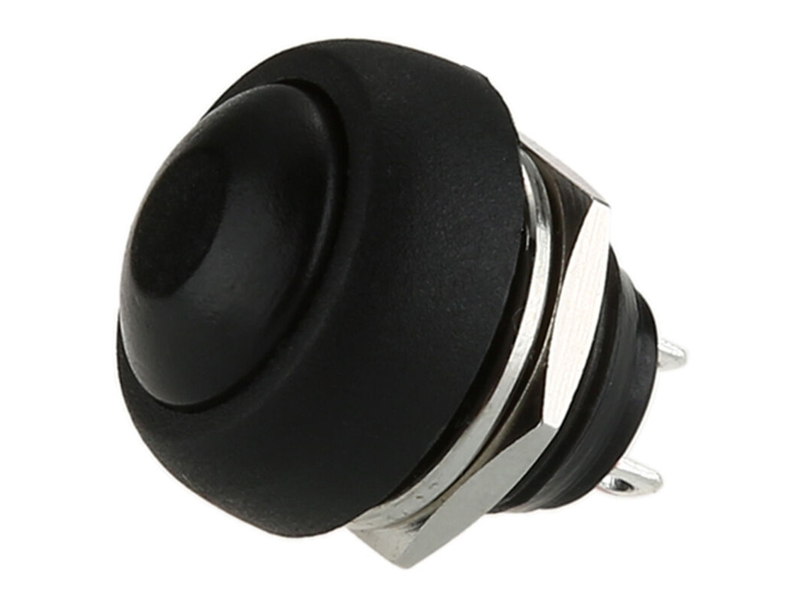 Interruptor Redondo, À Prova D'água, Com Rearme Automático, Gatilho, Sem Trava, 12 Mm(preto)