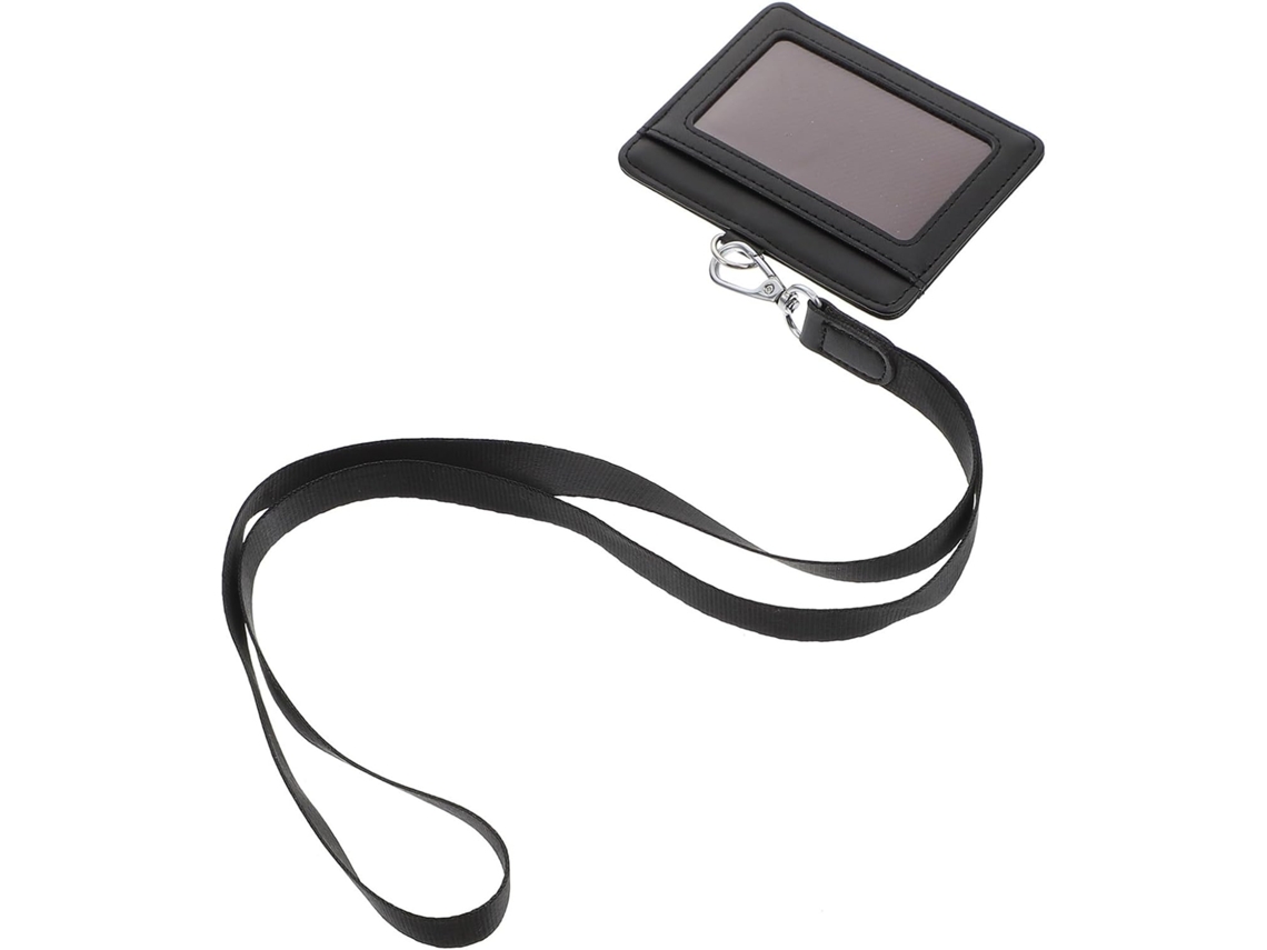 Porta Crachá Upkoch Em Pu Preto Com Cordão, Porta Crachá Multifuncional Portátil Com Design Criativo, Estojo Prático