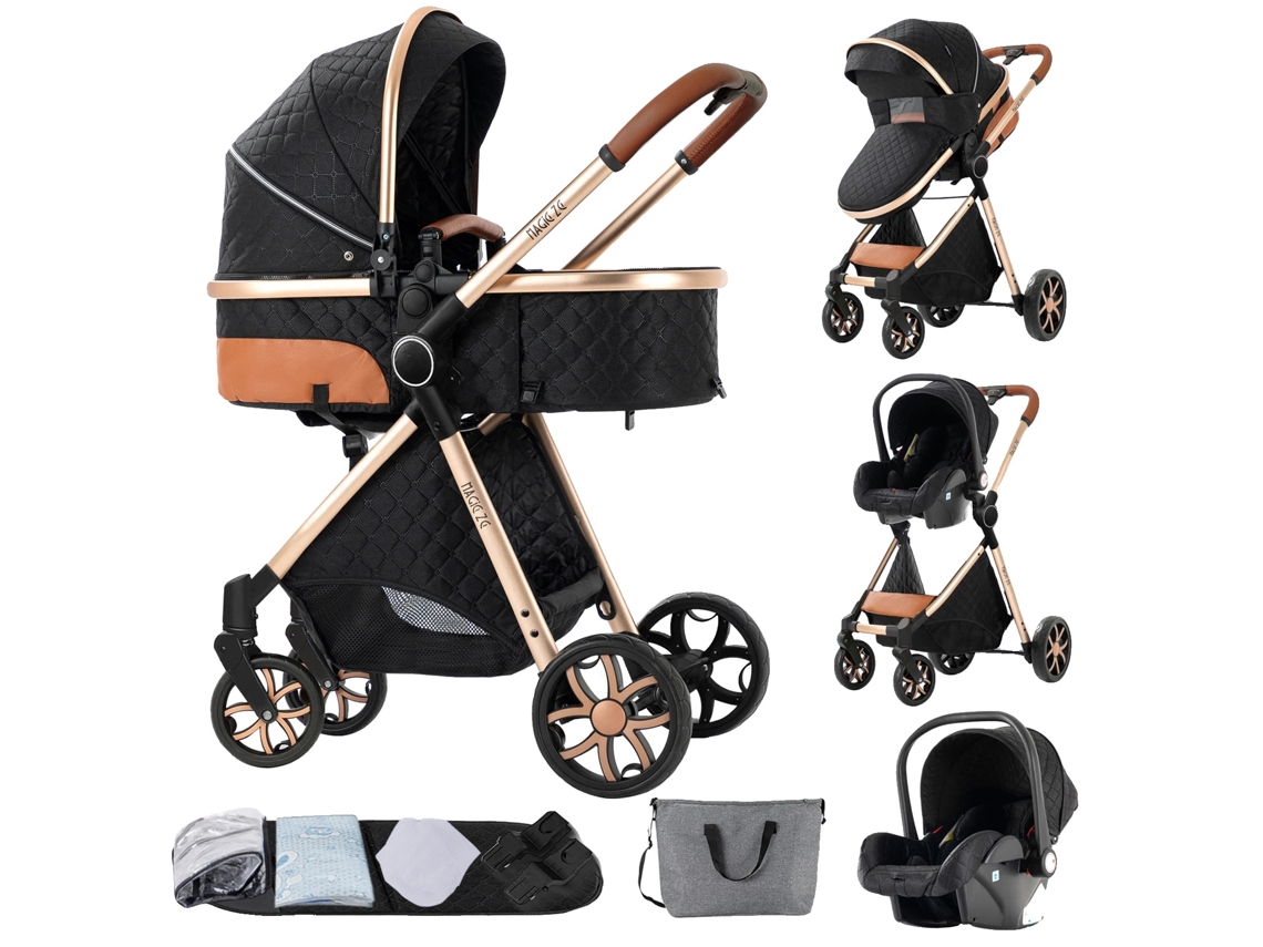 Carrinho De Bebê, Leve, Design Compacto E Dobrável, Xv9-blackgold