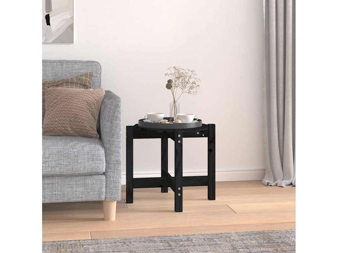 Vidaxl Mesa De Centro Ø 52,5x45 Cm Madeira De Pinho Maciça Preto