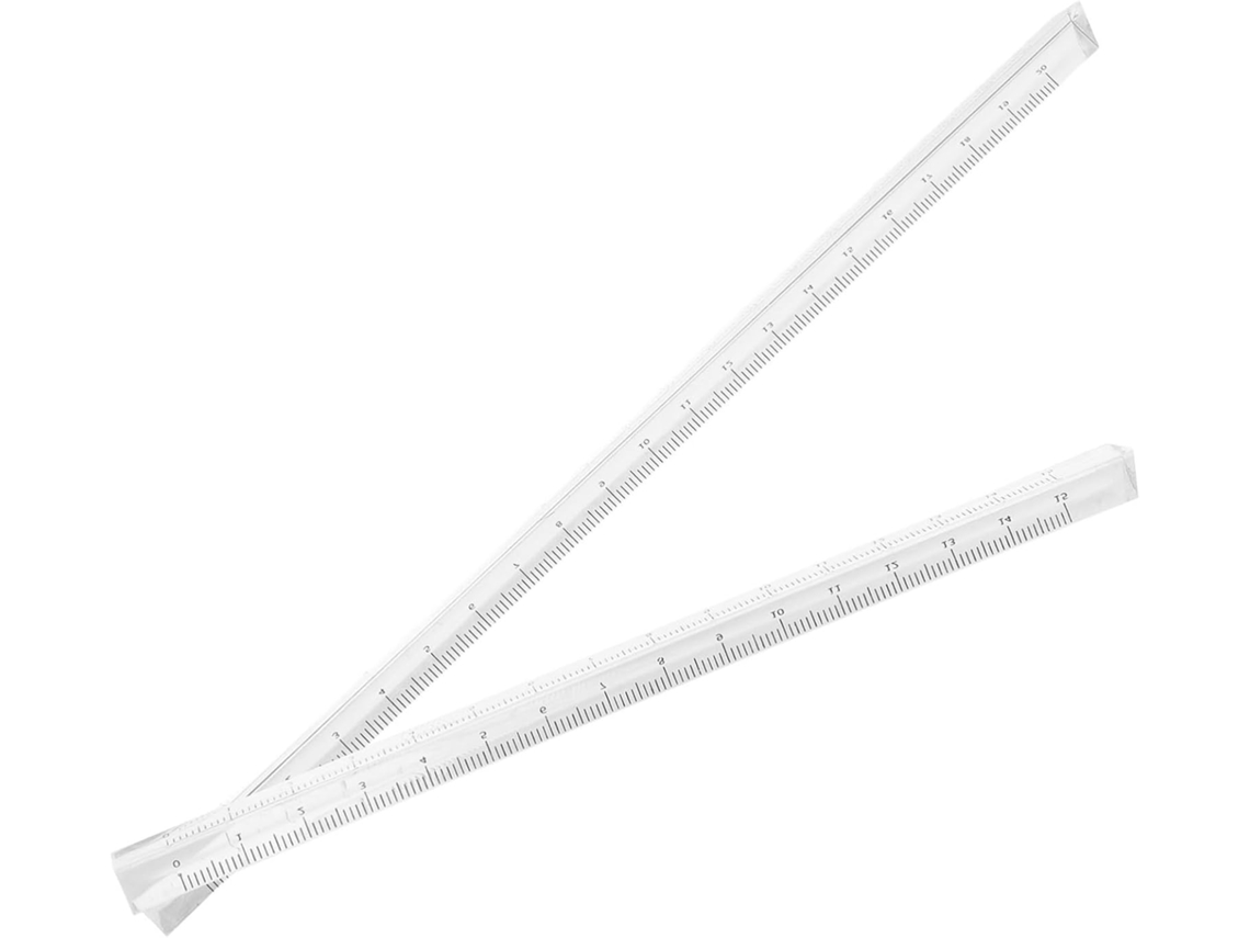 Conjunto de 2 réguas métricas transparentes de plástico Angooily para desenho, ideais para estudantes e para uso em sala de aula.