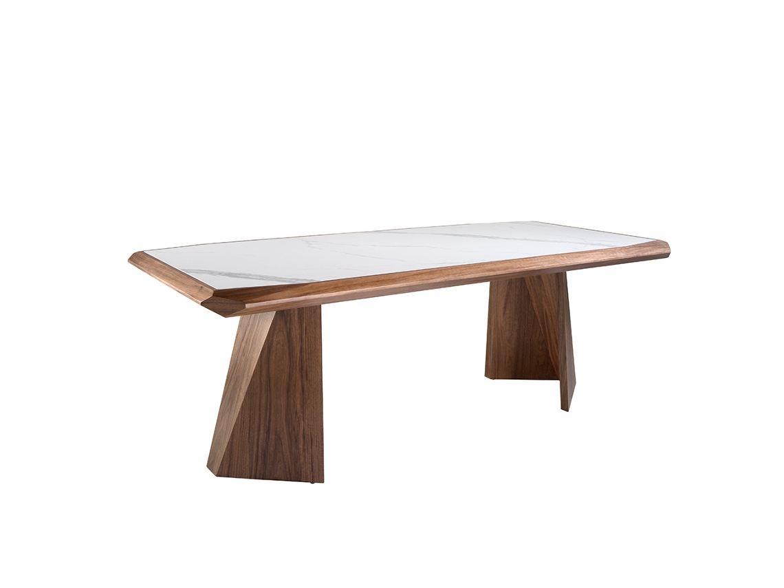 Mesa de Refeição ANGEL CERDA (220 x 110 x 76 cm - Mármore de Porcelana  - Branco)
