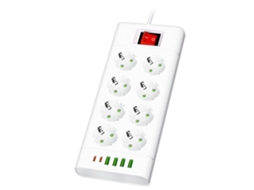 Regua Multifuncional com Interruptor, 8 Tomadas, USB e USB C GOKOCO