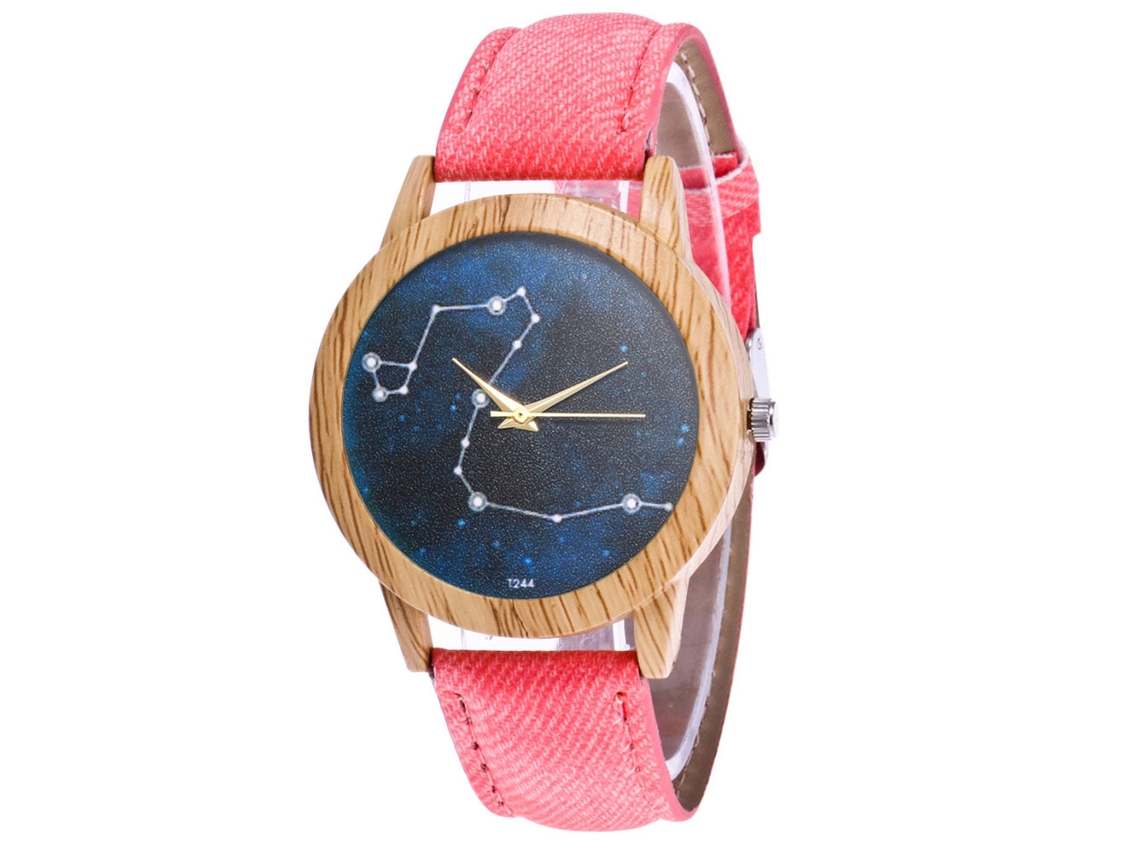 Relógio de Pulso de Quartzo com Pulseira de Lona Moderno Dial Redondo Simples (rosa)