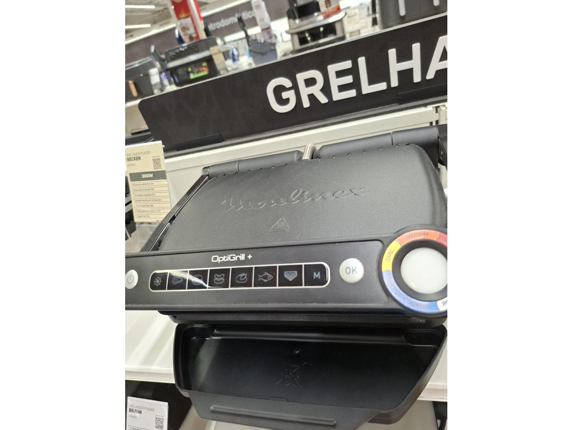 Grelhador de Placas Inteligente MOULINEX Optigrill+ Black GI717810 ...