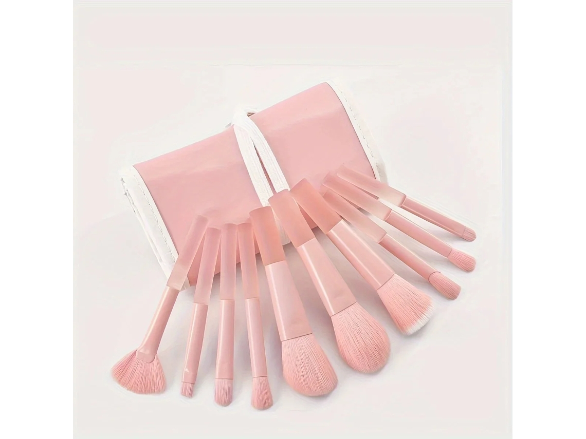 Conjunto de 10 Mini Pincéis de Maquiagem Pincéis para Sombra e Pó com Cerdas Macias MDUG