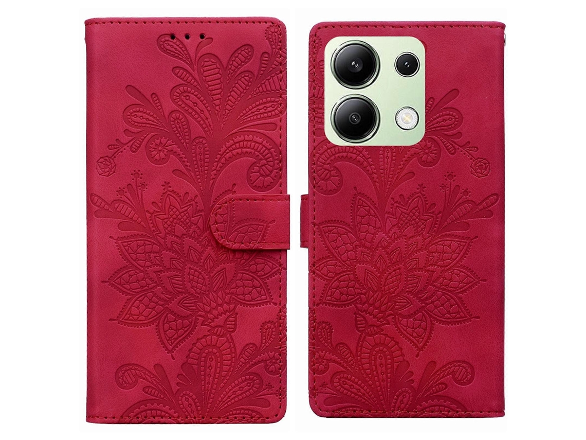 Capa De Celular De Pu Com Fivela Magnética E Estampa Floral De Renda E Alça De Pulso