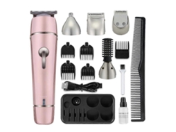 Barbeador Elétrico E Aparador De Barba - Kit De Cuidados Pessoais Multifuncional Recarregável Sem Fio 5 Em 1 Para Homens E Mulheres - Rosa