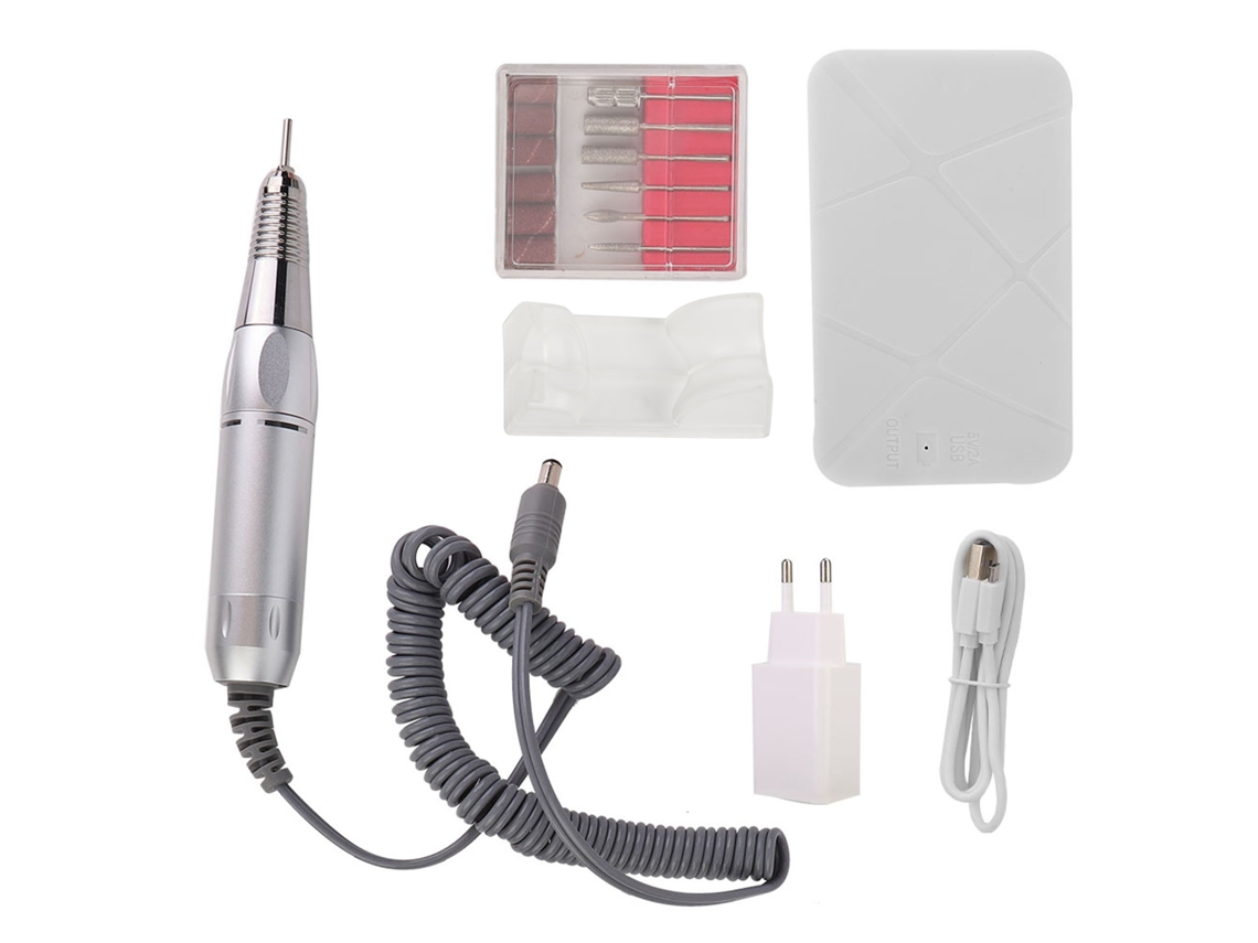 Caneta De Broca Elétrica Portátil Para Unhas Com 6 Pontas Para Manicure E Pedicure Polimento Máquina Ferramenta Branca