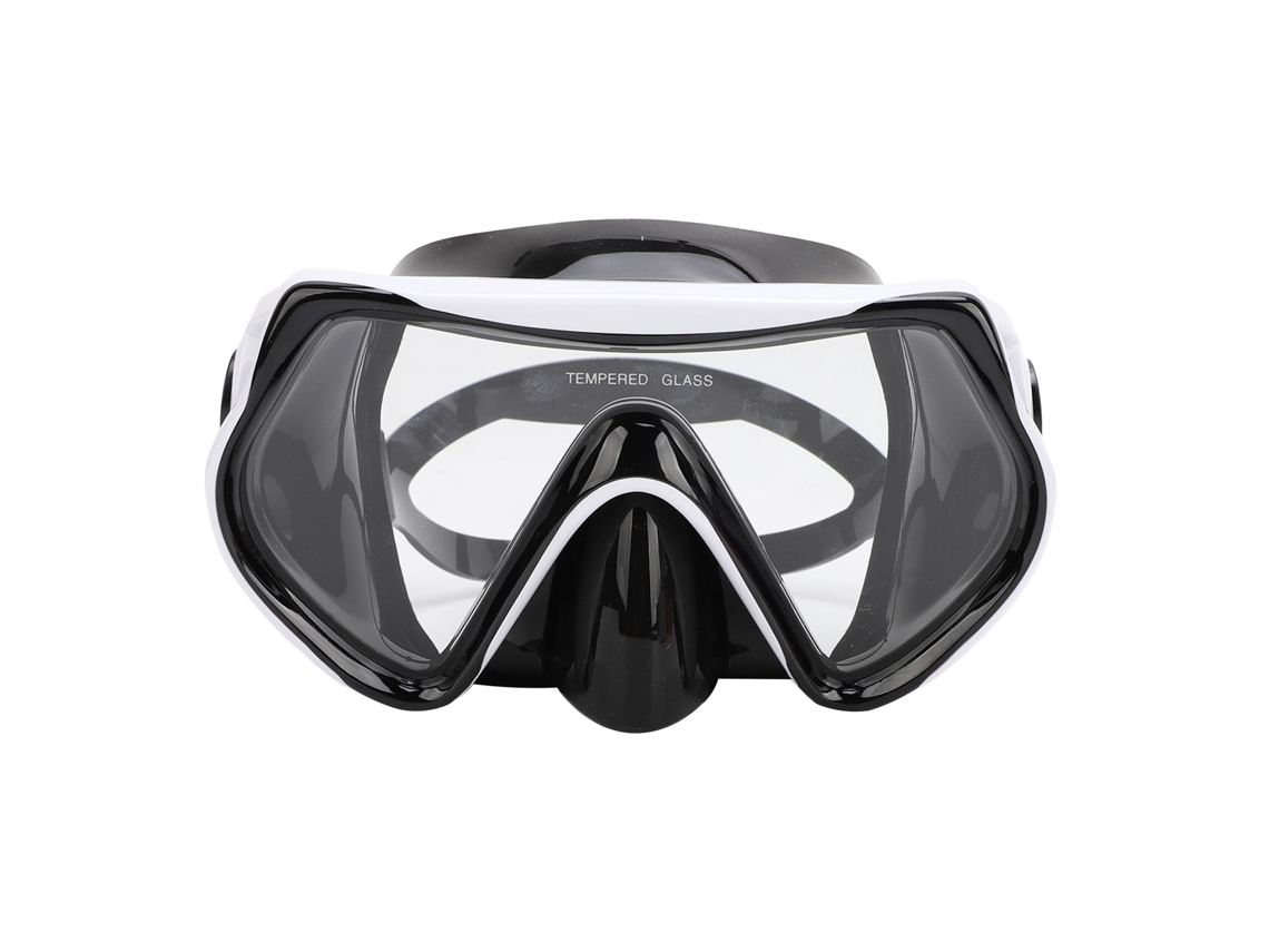Óculos de Mergulho Lentes Vidro Temperado Visão Larga Branco Preto