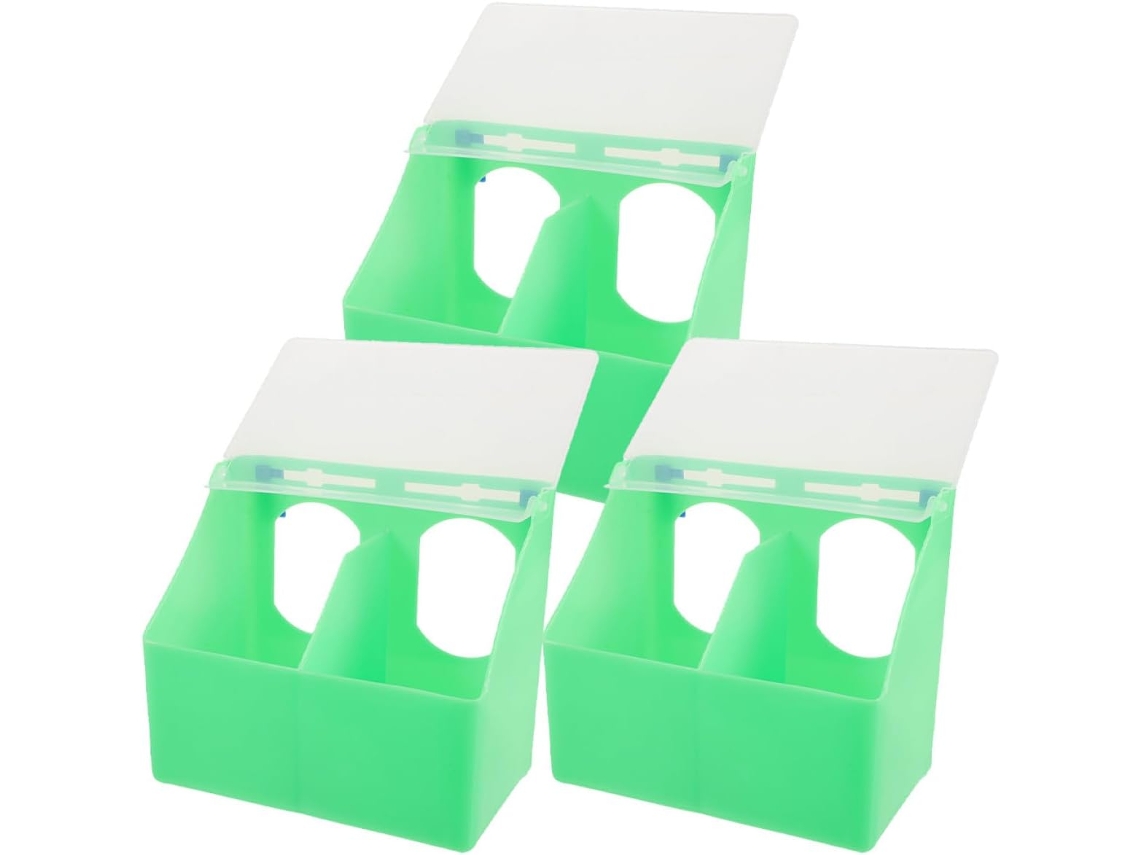 Kit de 3 Comedouros de Plástico com Tampas, para Pendurar, Ideais para Papagaios e Periquitos. Versáteis e Podem Ser CHABERLU