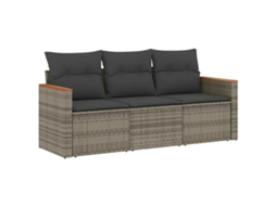 Conjunto de 3 Sofás de Jardim com Almofadões Vime Pe Cinzento MAISON EXCLUSIVE (3 pcs)