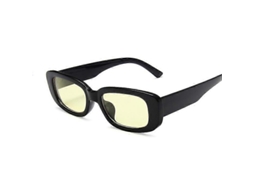 Óculos De Sol Vintage Pretos Quadrados Femininos, Marca De Luxo, Pequenos, Retangulares, Degradê, Transparentes, Espelhados, Pretos E Amarelos