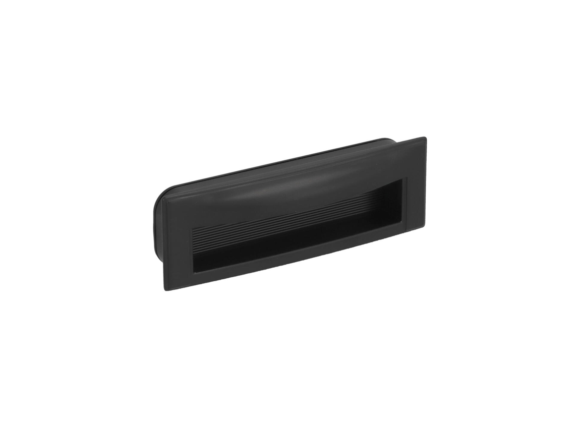 Puxador Embutido HARDWAREXCHANGE em Zamac com 96mm de distância central, verniz preto mate, conjunto de 6
