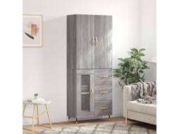 Vidaxl Armário Alto 69,5x34x180 Cm Derivados De Madeira Sonoma Cinza