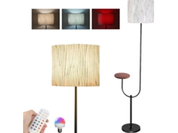 Luminária De Chão Rgb Sem Fio Com Brilho Ajustável E Controle Remoto Cúpula Linho Leitura Moderna Recarregável Para Sala