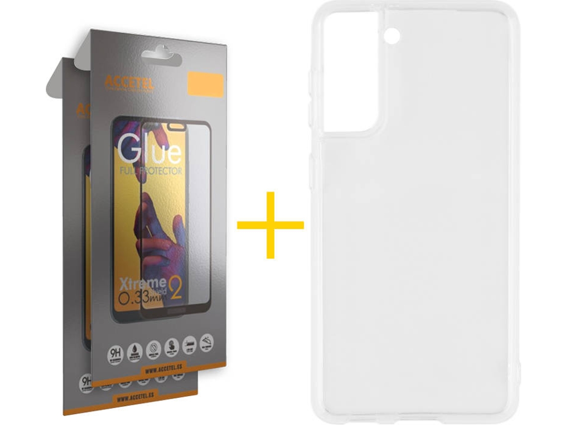 Kit Capa e 2 Películas Samsung Galaxy S21 + Plus ACCETEL Full (Transparente)