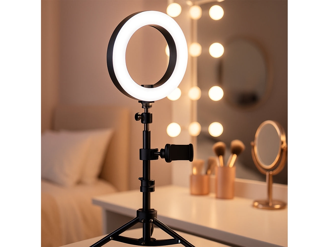 Ring Light Para Youtube E Tiktok Com Suporte Para Selfie/tripé Prateado