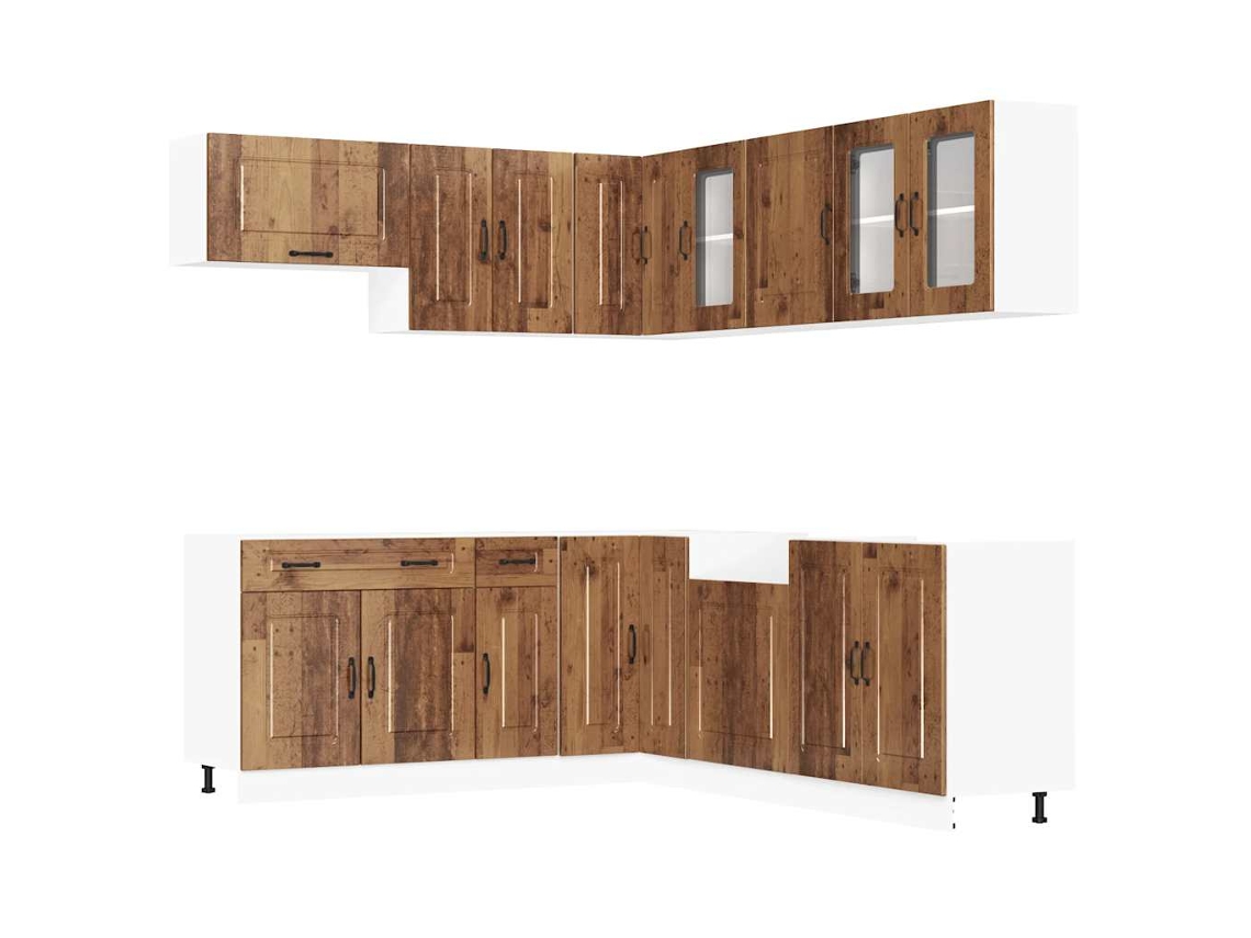 Conjunto de 11 Armários de Cozinha Madeira Velha MAISON EXCLUSIVE