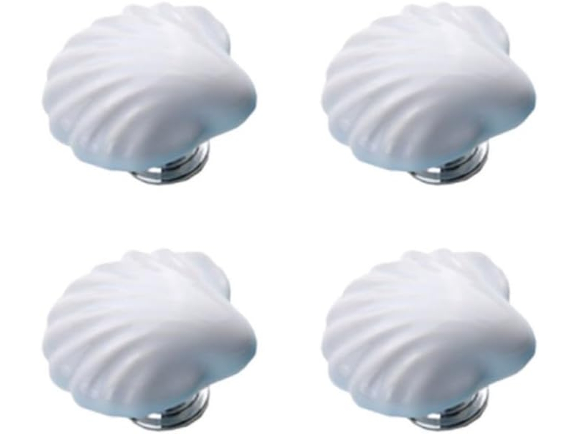 Puxadores De Cerâmica Para Cozinha, Com Design De Concha Branca, Conjunto De 4 Peças, Base Sólida E Resistente Para