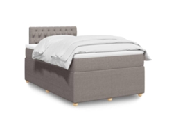 Cama Boxspring C/ Colchão 120x190cm Tecido Castanho-acinzentado