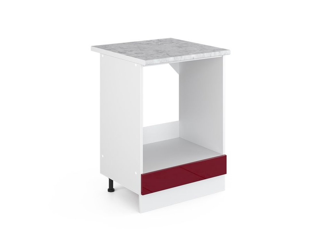 Móvel base universal R-Line, 60 cm com nicho grande, com tampo, vermelho Borgonha alto brilho, Vicco