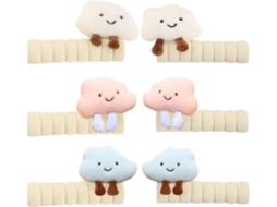 3 Pares - Proteção Para Maçaneta - Capa Para Puxador - Decoração Porta Quarto - Antiestática - Azul, Branco E Rosa