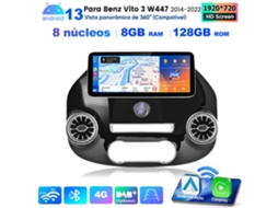 Rádio Carro Hexinex 12.3" Para Mercedes Benz Vito W447 2014-2022, 8gb+128gb Android 13 8 Núcleos Carplay Suporte A Câmara 360°