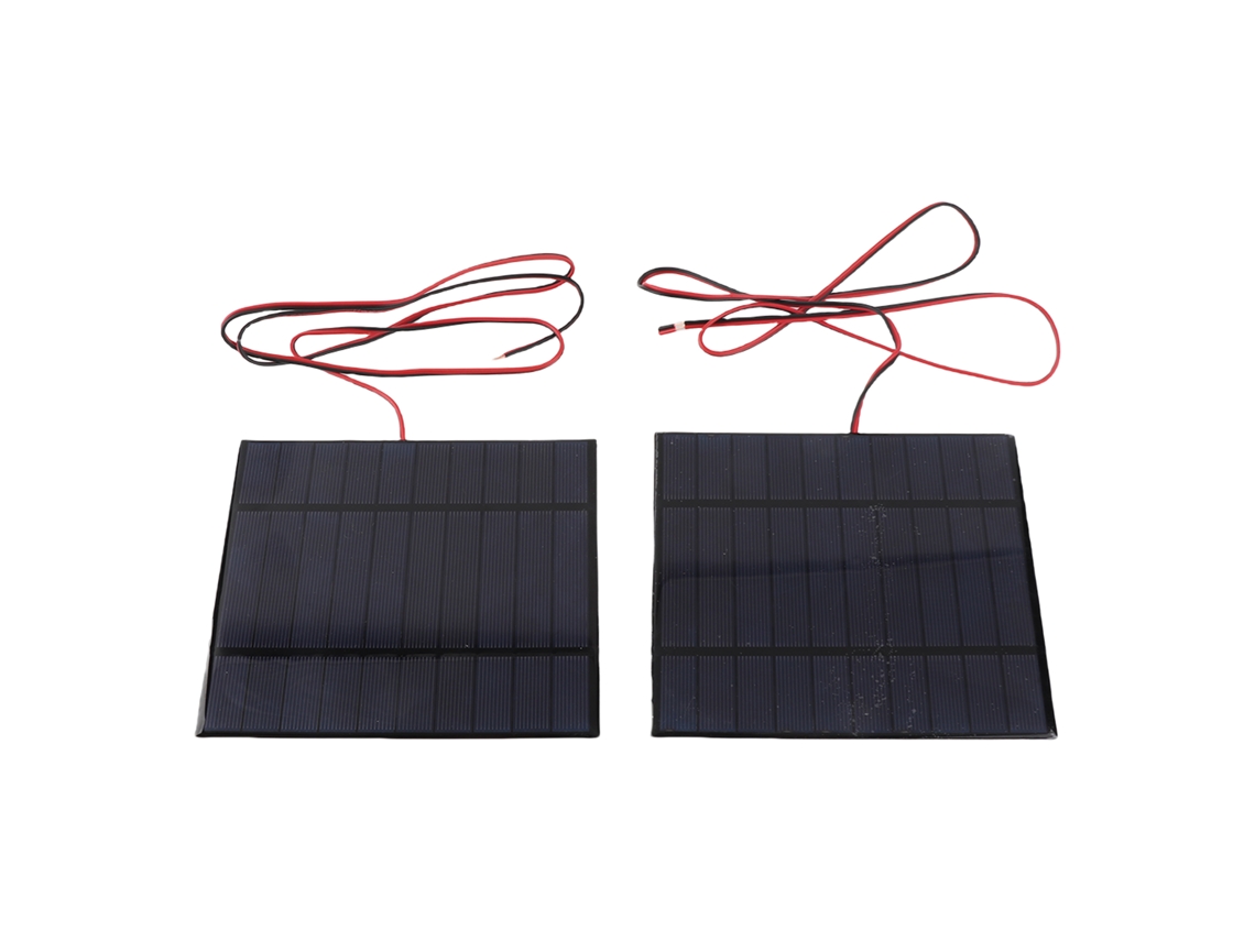 2 Peças Painel Solar De Silício Policristalino Módulo De Potência 5v 500ma Com Cabo De 100cm Epóxi