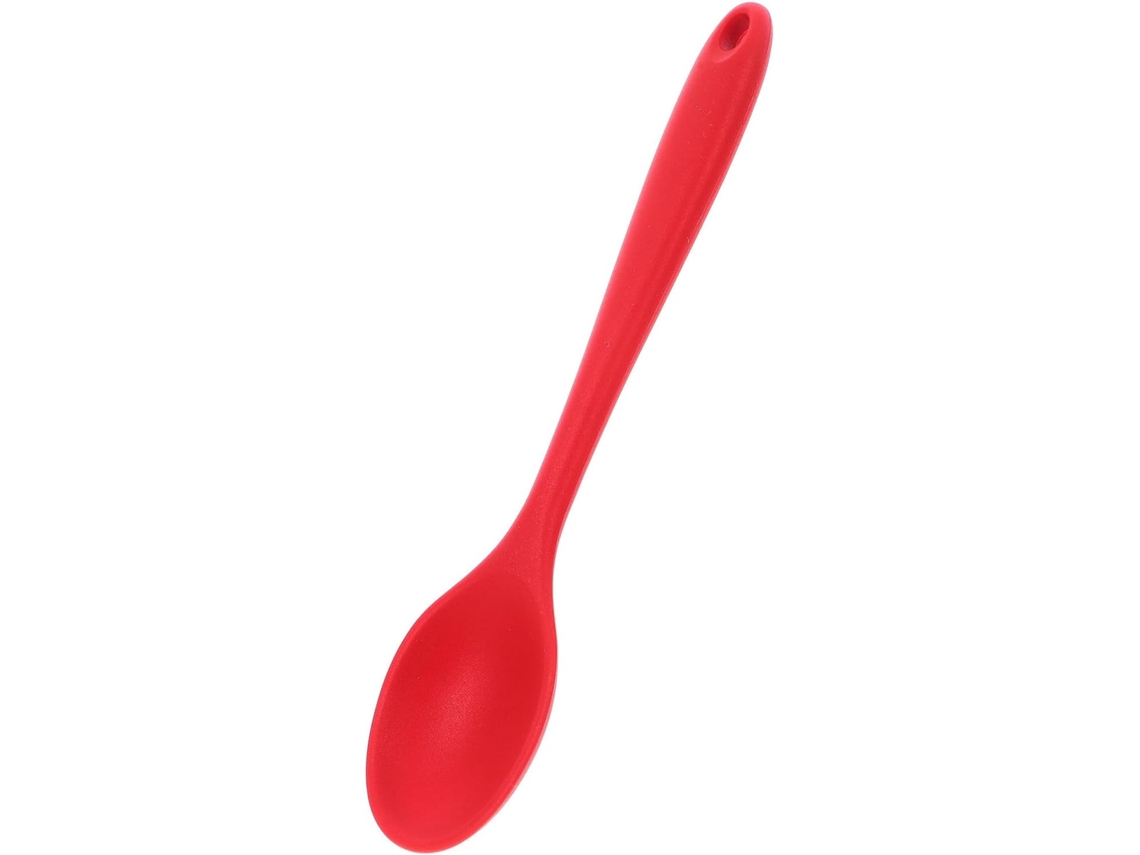 Mini Colher De Silicone Vermelha Com Cabo Liso Para Cozinha