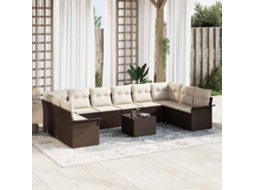 Vidaxl Conjunto De Sofá De Jardim 11 Unid. Cinzeto Vime Pe