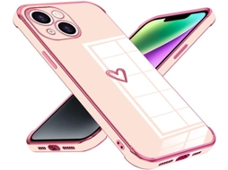 Capa Fofa Amor Coração Padrão Galvanizado para iPhone 13 HONGWE. Anti-Choque Multicor