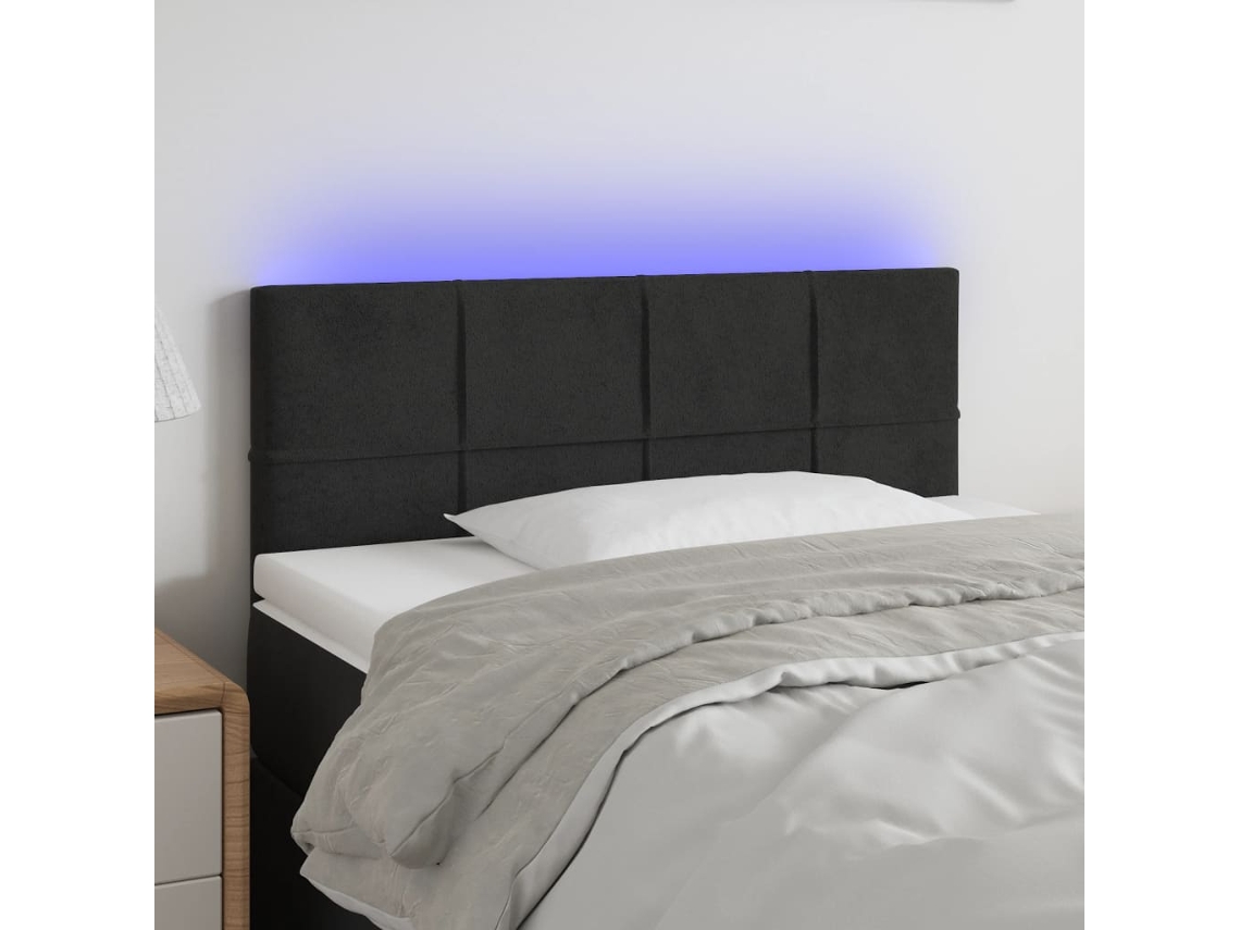 Cabecero con luces LED Terciopelo 90x5x78/88 cm Negro