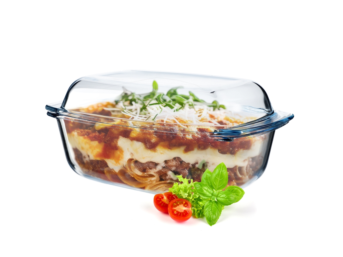 Fuente Resistente Al Calor De 5,8 L Con Tapa Para Hornear, Rectangular, Vidrio Grande Kadax