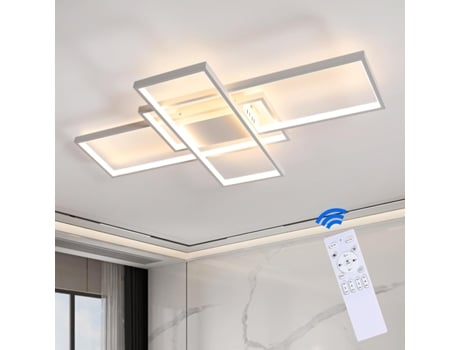 Candeeiro Goeco Luminária De Teto Led Retangular Moderna, 85w, Branca, 105609cm Com Comando E Dimerização