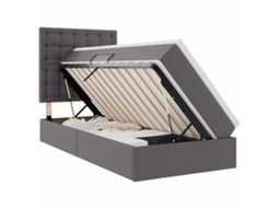 Cama com arrumação e LED cinzeto 90x190 cm couro sintético MAISON EXCLUSIVE