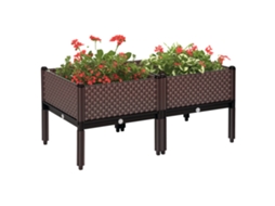 Conjunto 2 Floreiras Quadradas Elevadas 50x50x46,5cm Marrom