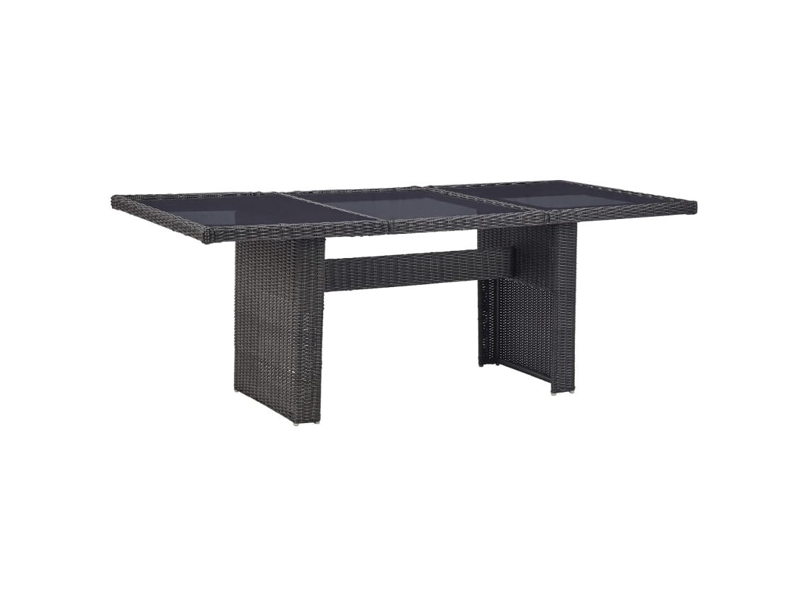 Mesa De Jantar Jardim 200x100x74 Cm Vidro E Vime Pe Preto DKD HOME DECOR