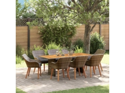 Vidaxl Conjunto De Jantar Para Jardim 9 Unid. Cinzeto Vime Pe