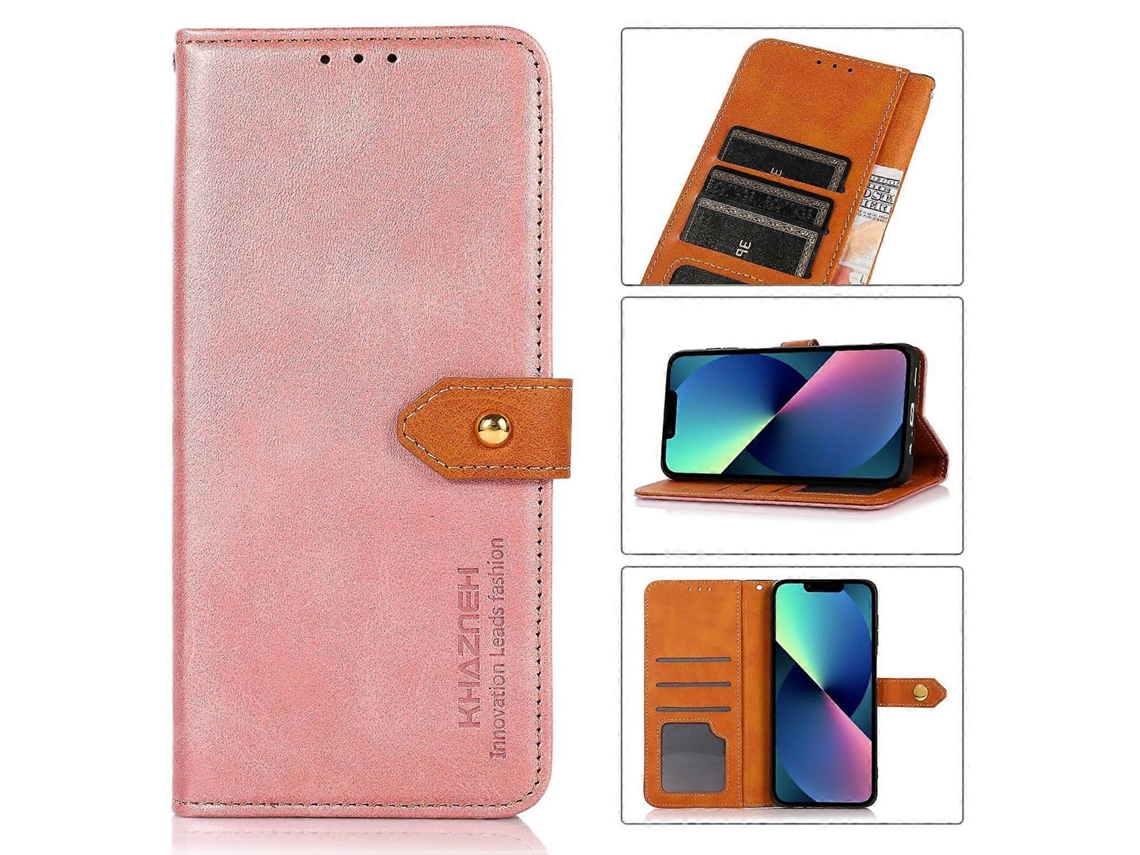 Capa De Celular Khazneh Com Flip De Couro Com Textura De Couro Bovino Bicolor