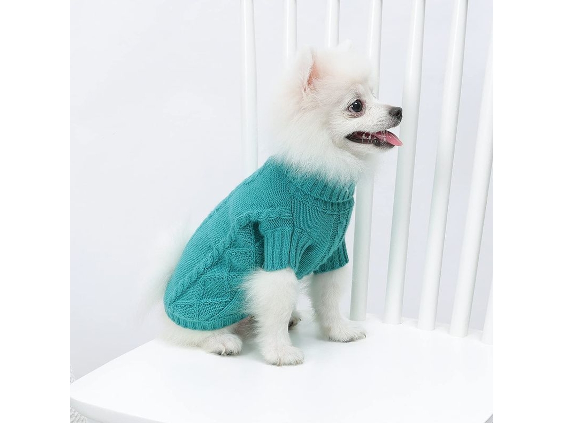 Suéter de Perro Linjou Suave Cuello Alto Knit Talla xs Verde | S/MARCA